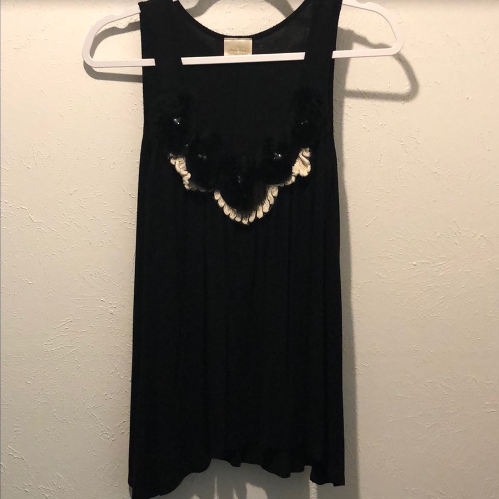 Black floral stitched tank